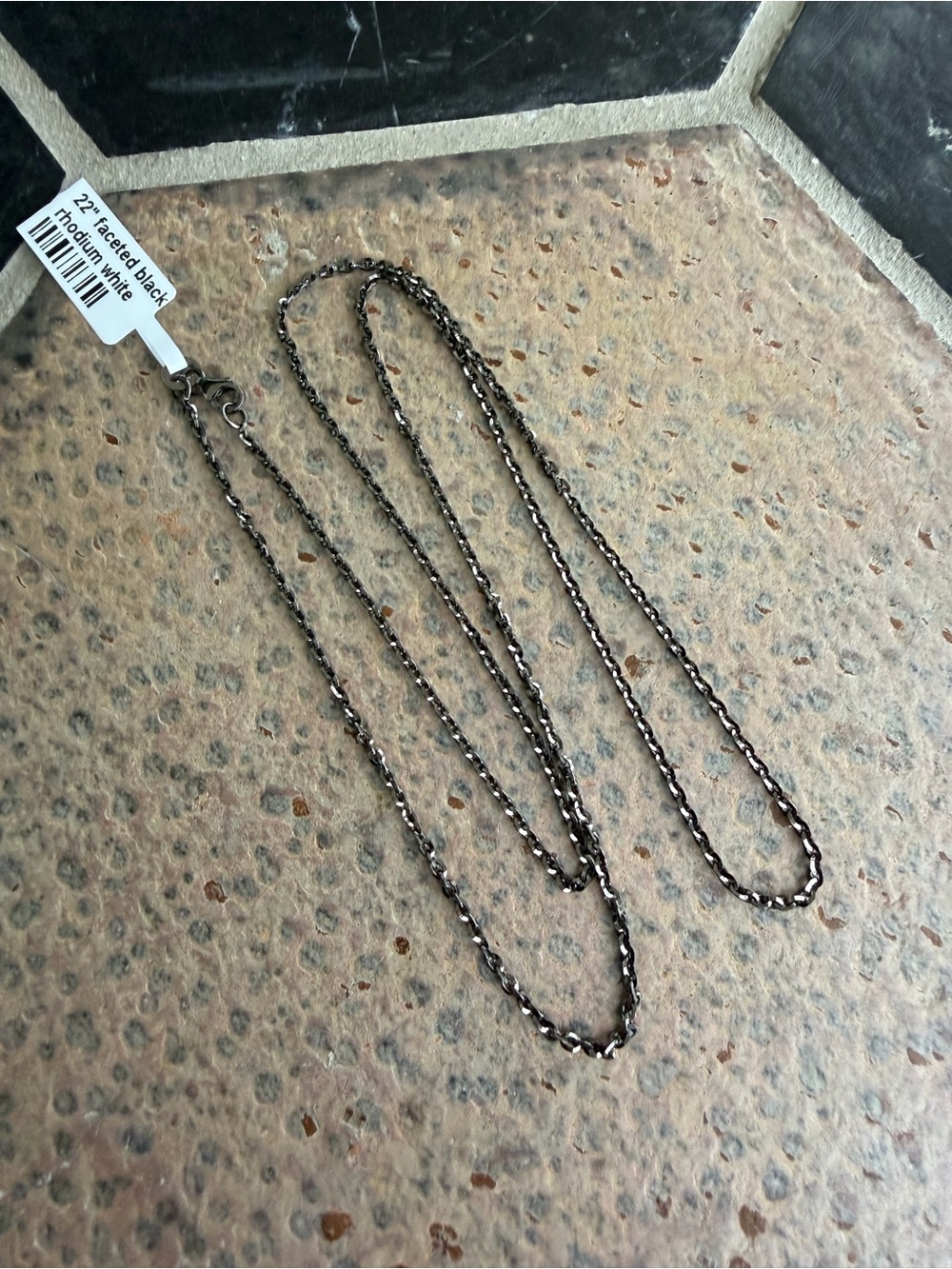 Faceted 14kt White Gold Black Rhodiumed Chain 22” long